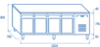 Среднотемпературна хладилна маса с 4 стъклени врати, без агрегат, GN 1/1 съвместима
