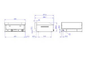 Газови скари, 1/2 гладка и 1/2 оребрена плоча, стоманено и хромирано покритие, 480х650