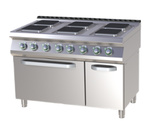Печки с ел. фурна и квадратни котлони, 6 х 2,6 kW, различни размери на фурната