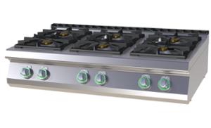 Газови котлони с шест месингови горелки, 2х4+4x8,5 kW, с основа и без