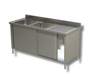 Работен шкаф с два умивални басейна, ширина 1700 мм.
