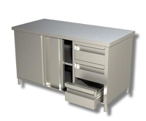 Работен шкаф с две врати и три чекмеджета, ширина 1400 мм. 