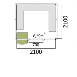 Хладилна стая нискотемпературна с обем 8,59 куб.м + агрегат и рафтове