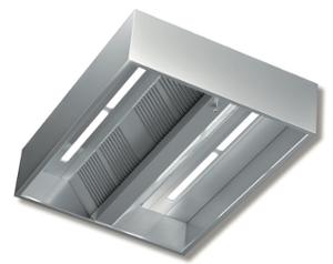 Аспираторен чадър островен с луминисцентно осветление, ширина 2000 мм.