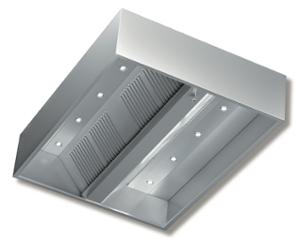 Аспираторен чадър островен кубичен с мотор и хал. осветление, ширина 2200 мм.