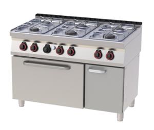 Печки с шест газови горелки, различен тип фурна GN 2/1, 2x3,5+4x6 kW
