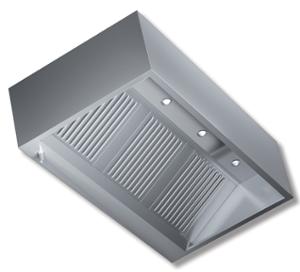 Аспираторен чадър стенен кубичен с хал. осветление и мотор, ширина 1400 мм.