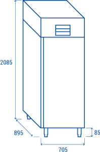 Среднотемпературен хладилен шкаф, GN2/1, енергиен клас B, INOX