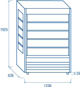 Хладилна витрина, стенна, 564 л, сива, клас Е
