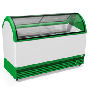 Хладилна витрина за сладолед, 12 съда, зелена