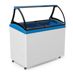 Хладилна витрина за сладолед със стъклена надстройка, 9 съда, синя