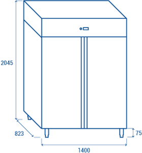 Среднотемпературен хладилен шкаф с 2 врати, GN 2/1, клас C, INOX