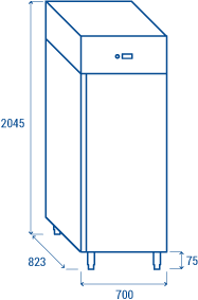 Среднотемпературен хладилен шкаф с 1 врата, GN 2/1, клас C, INOX