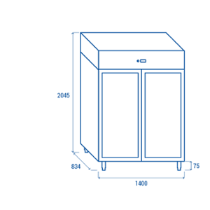 Нискотемпературен хладилен шкаф с 2 стъклени врати, GN 2/1, клас E, INOX
