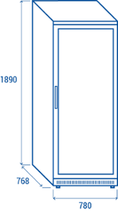 Среднотемпературен хладилен шкаф, неръждаем, GN 2/1, клас D, 600 л