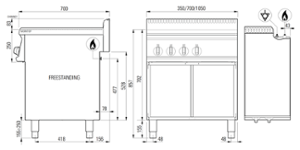 Котлон газов с 2 горелки 1 х 3,5 kW и 1 х 6 kW, свободно стоящ