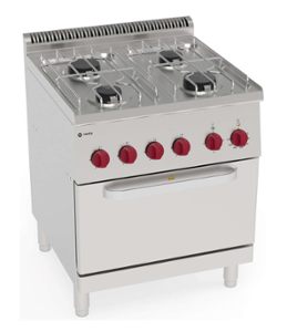 Печка с електрическа фурна GN 2/1 4,7 kW и 4 горелки 2 х 6 kW и 2 х 3,5 kW