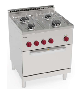 Печка с електрическа фурна с вентилатор GN 1/1 5 kW и 4 горелки 2 х 6 kW и 2 х 3,5 kW