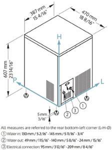 Ледогенератор за лед тип кубче Full Cube 18 г, 30 кг/24 ч, бин 6 кг, водно охлаждане