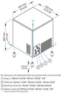 Ледогенератор за лед тип кубче Full Cube 18 г, 49 кг/24 ч, бин 16 кг, водно охлаждане