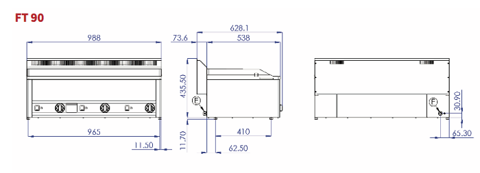 Електрическа скара тип гладка плоча, три зони на управление, хромирана