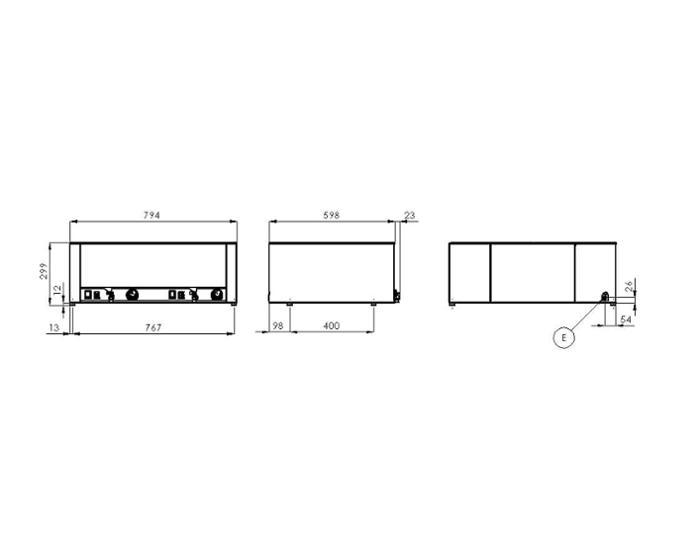 Електрическо бен-мари, 3 kW, 2xGN1/1-200,  с кранове за източване