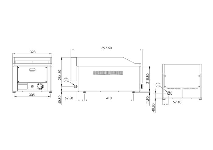 Газова скара, гладка плоча, хромирано покритие, 480х320
