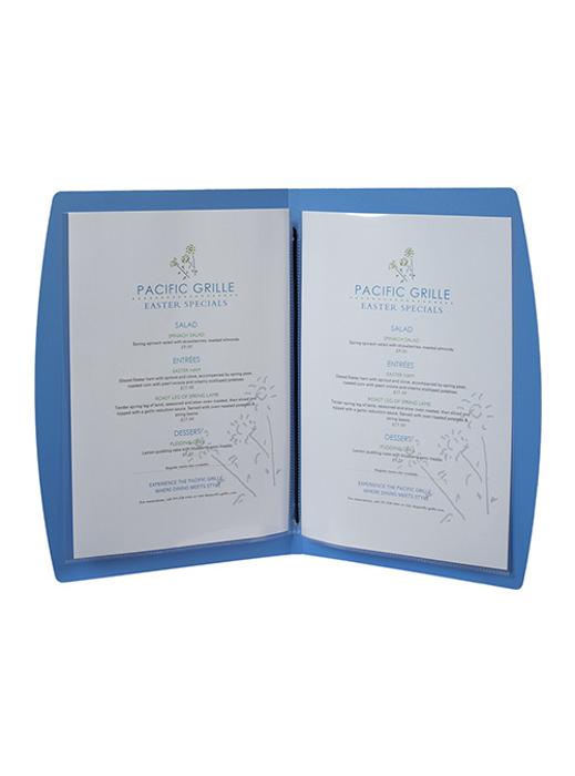 Меню, синьо, А4, с една двойна вложка