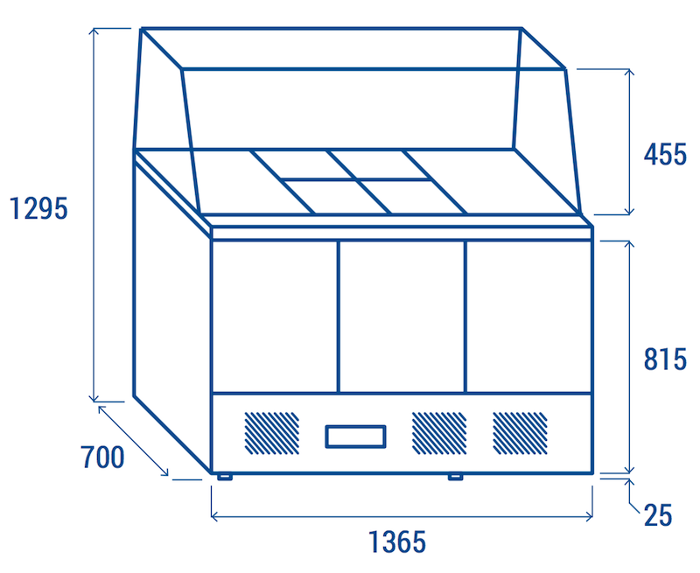 Хладилна маса със стъклена надстройка, салатбар, и полиетиленова дъска за рязане GN 1/1 - kuhnensko.com Хладилна маса със стъклена надстройка, салатбар, и полиетиленова дъска за рязане GN 1/1