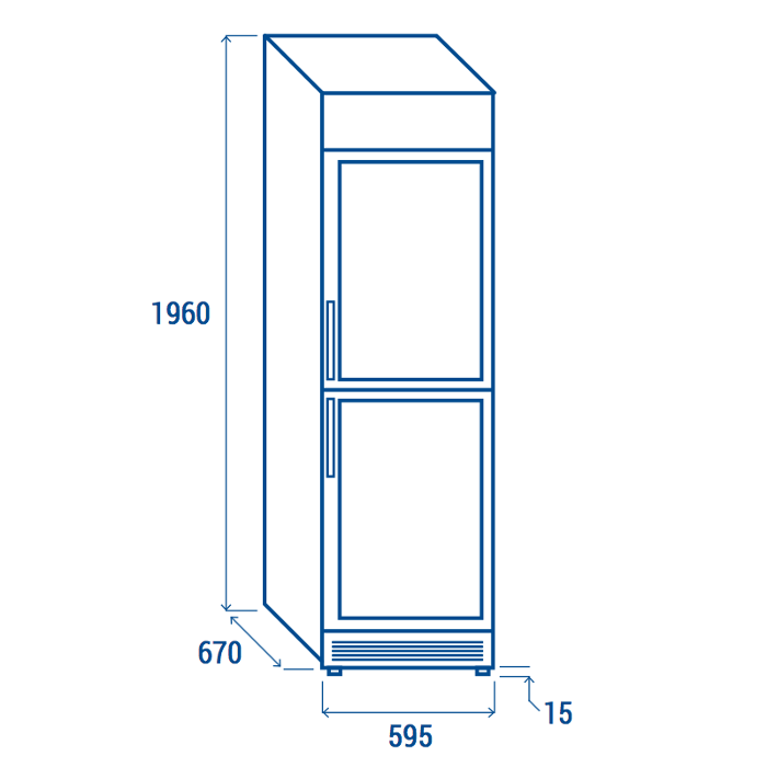 Хладилна витрина за напитки с 2 х 1/2  врати и панел, 350 л, клас D, бяла