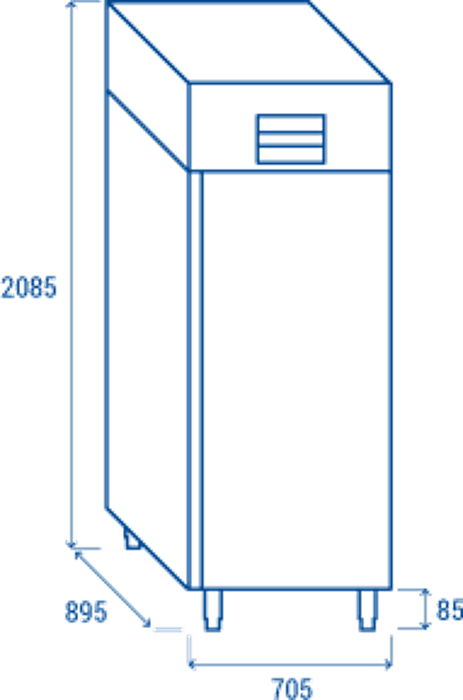 Среднотемпературен хладилен шкаф, GN2/1, енергиен клас B, INOX