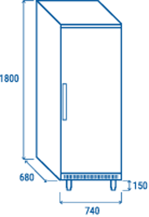 Среднотемпературен хладилен шкаф, неръждаем, EuroNorm 600x400