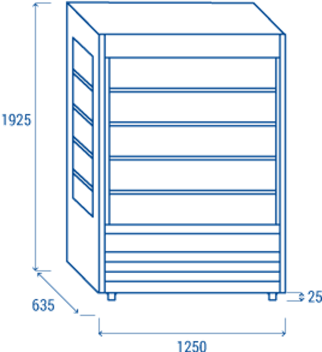 Хладилна витрина, стенна, 564 л, сива, клас Е