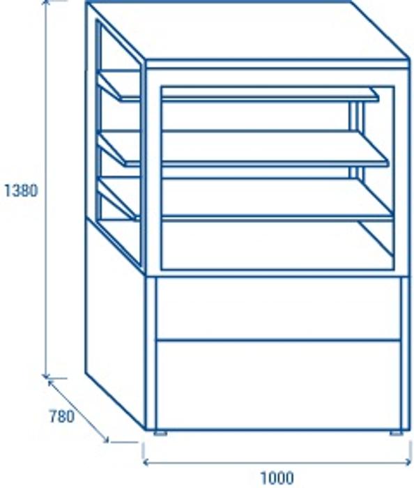 Хладилна витрина, статична, +2ºС до +6ºС, L=1000 мм, клас С