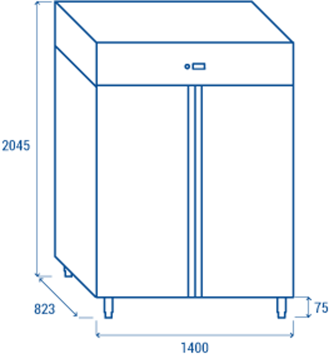 Среднотемпературен хладилен шкаф с 2 врати, GN 2/1, клас C, INOX