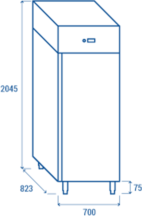Среднотемпературен хладилен шкаф с 1 врата, GN 2/1, клас C, INOX