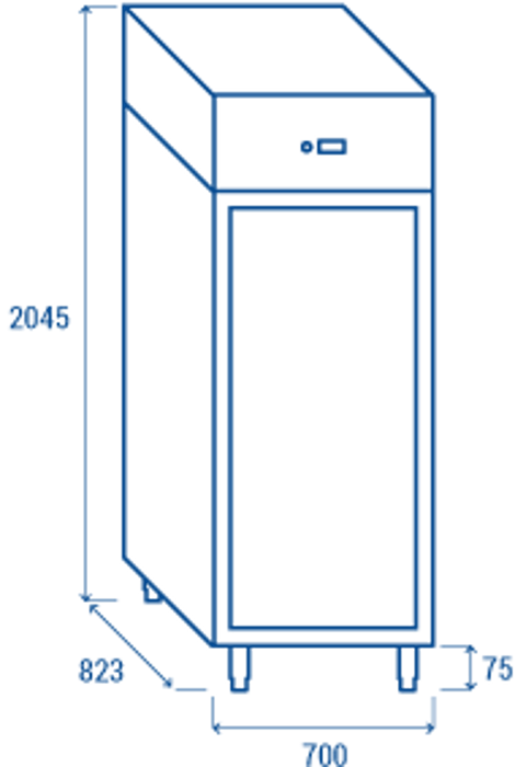 Среднотемпературен хладилен шкаф с 1 стъклена врата, GN 2/1, клас E, INOX