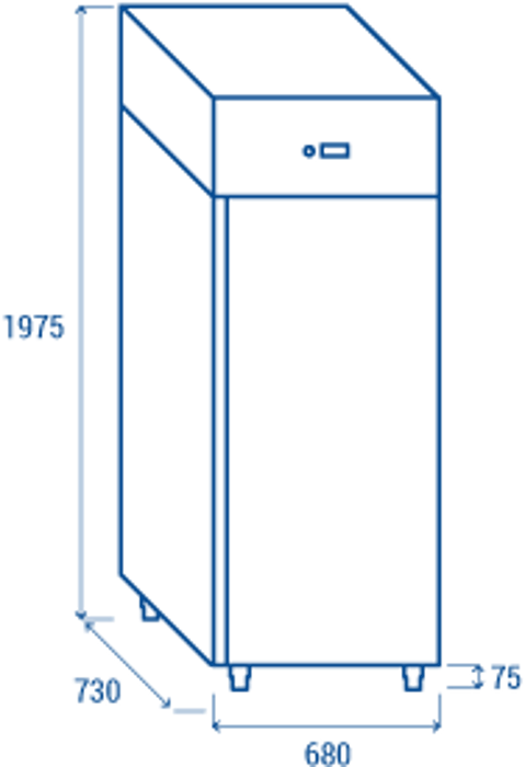 Нискотемпературен хладилен шкаф  с 1 врата, 530х550 мм, клас D, INOX