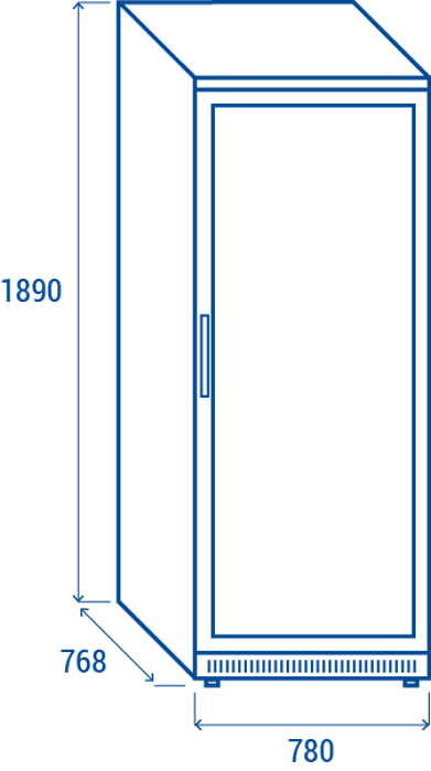 Среднотемпературен хладилен шкаф, неръждаем, GN 2/1, клас D, 600 л