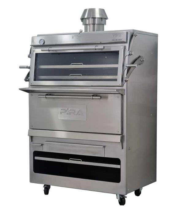 Фурна-барбекю на дървени въглища PIRA-120 D SILVER, свободно стояща