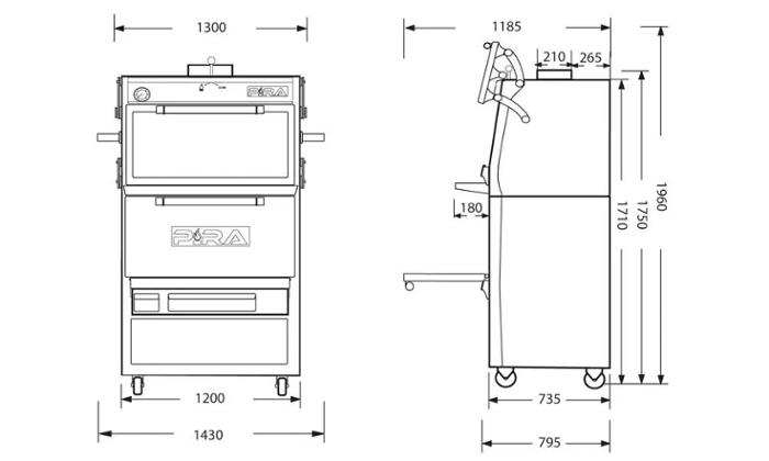 Фурна-барбекю на дървени въглища PIRA-120 D SILVER, свободно стояща - kuhnensko.com Фурна-барбекю на дървени въглища PIRA-120 D SILVER, свободно стояща