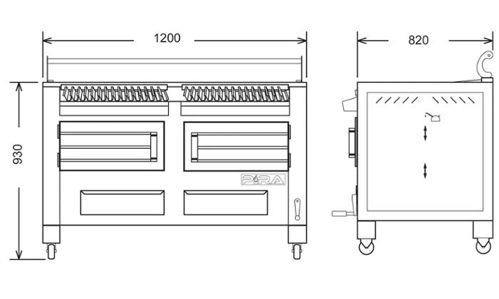 Грил на дървени въглища PIRA BBQ М120, свободно стоящ - kuhnensko.com Грил на дървени въглища PIRA BBQ М120, свободно стоящ