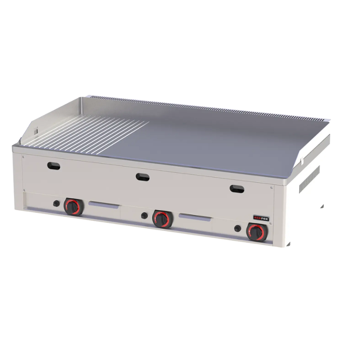 Газови скари, 2/3 гладка и 1/3 оребрена плоча, стоманено и хромирано покритие, 480х650 - kuhnensko.com Газови скари, 2/3 гладка и 1/3 оребрена плоча, стоманено и хромирано покритие, 480х650