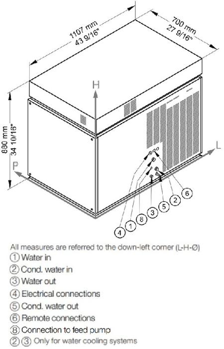 Ледогенератор за Flat Scales лед 900 кг/24 ч, без бин, водно охлаждане