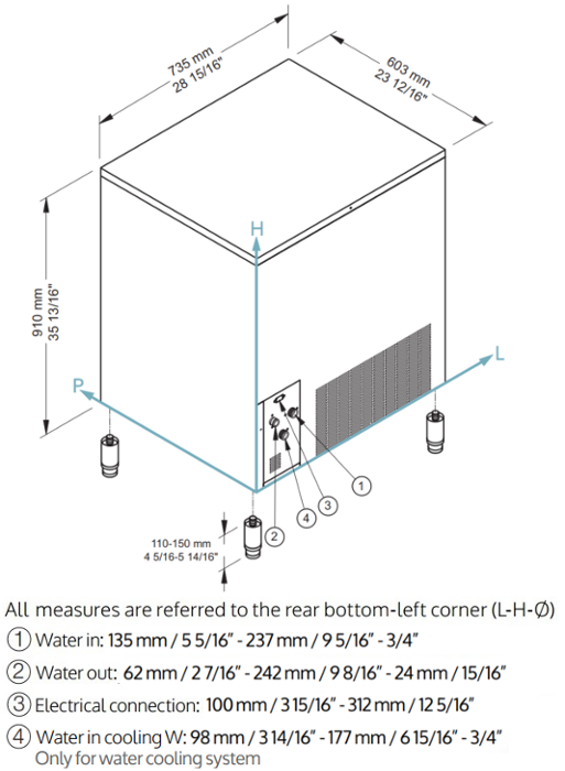 Ледогенератор за лед тип кубче Full Square Cube 23 г, 75 кг/24 ч, водно охлаждане - kuhnensko.com Ледогенератор за лед тип кубче Full Square Cube 23 г, 75 кг/24 ч, водно охлаждане