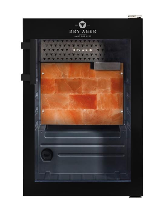 Хладилна витрина за сухо зреене, Premium S с LED Salt Wall, 20 кг, черна - kuhnensko.com Хладилна витрина за сухо зреене, Premium S с LED Salt Wall, 20 кг, черна