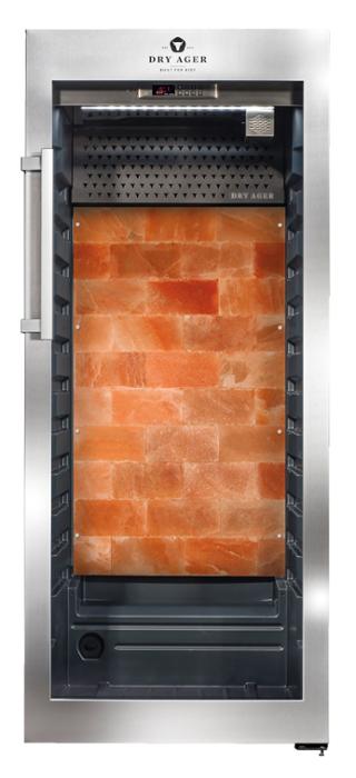 Хладилна витрина за сухо зреене, Premium S с LED Salt Wall, 100 кг, неръждаема - kuhnensko.com Хладилна витрина за сухо зреене, Premium S с LED Salt Wall, 100 кг, неръждаема