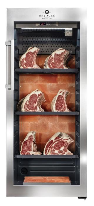 Хладилна витрина за сухо зреене, Premium S с LED Salt Wall, 100 кг, неръждаема - kuhnensko.com Хладилна витрина за сухо зреене, Premium S с LED Salt Wall, 100 кг, неръждаема