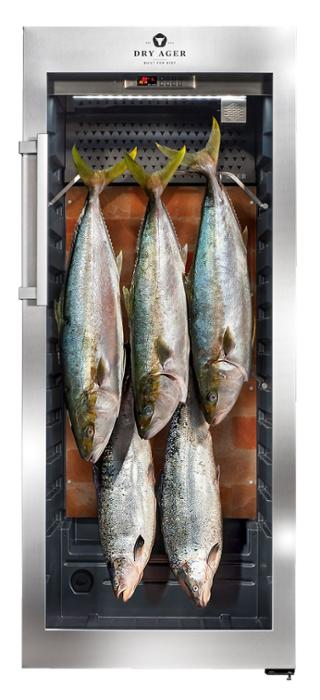 Хладилна витрина за сухо зреене, Premium S с LED Salt Wall, 100 кг, неръждаема - kuhnensko.com Хладилна витрина за сухо зреене, Premium S с LED Salt Wall, 100 кг, неръждаема