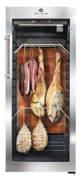 Хладилна витрина за сухо зреене, Premium S с LED Salt Wall, 100 кг, неръждаема - kuhnensko.com Хладилна витрина за сухо зреене, Premium S с LED Salt Wall, 100 кг, неръждаема